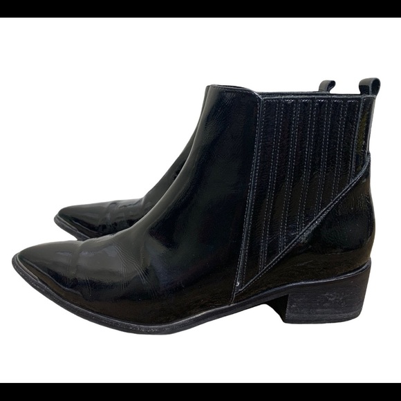 MARK FISHER LTD Yommi Patent Leather Pull On Chelsea Boots/Booties Black Sz 9.5 - Picture 3 of 13